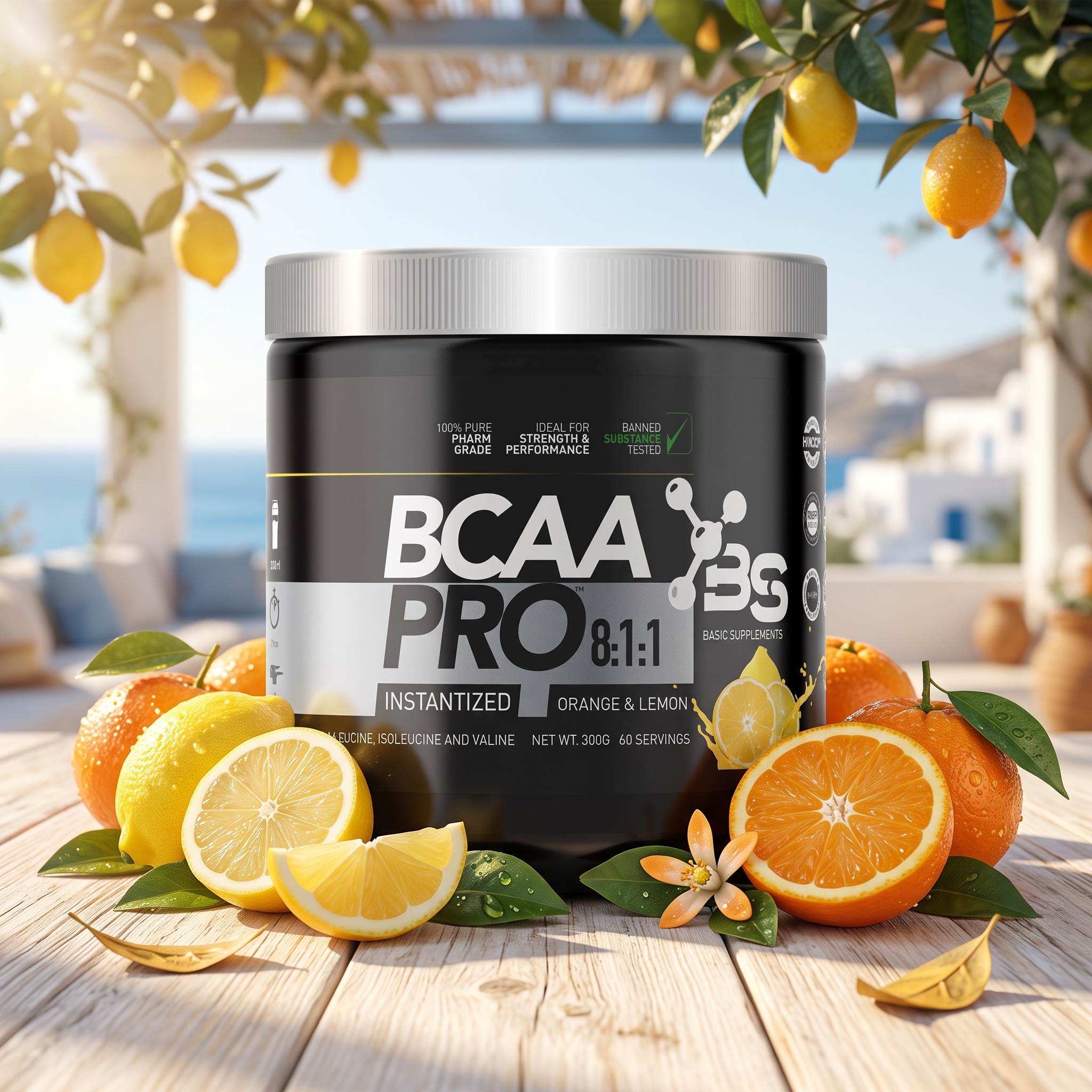 Basic Supplements BCAA PRO 8:1:1 (300g) – Orange & Lemon