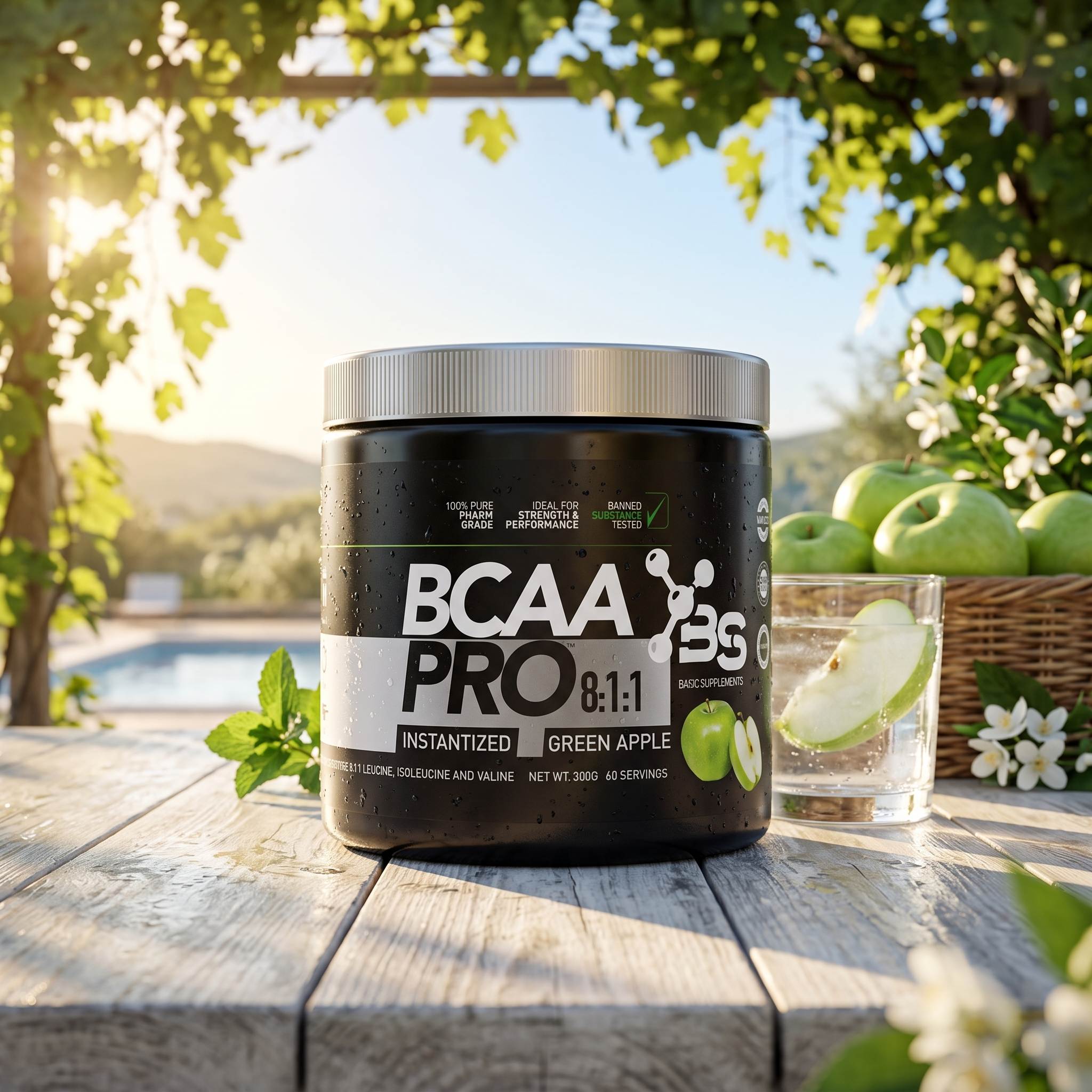 Basic Supplements BCAA PRO 8:1:1 Green Apple (300g)