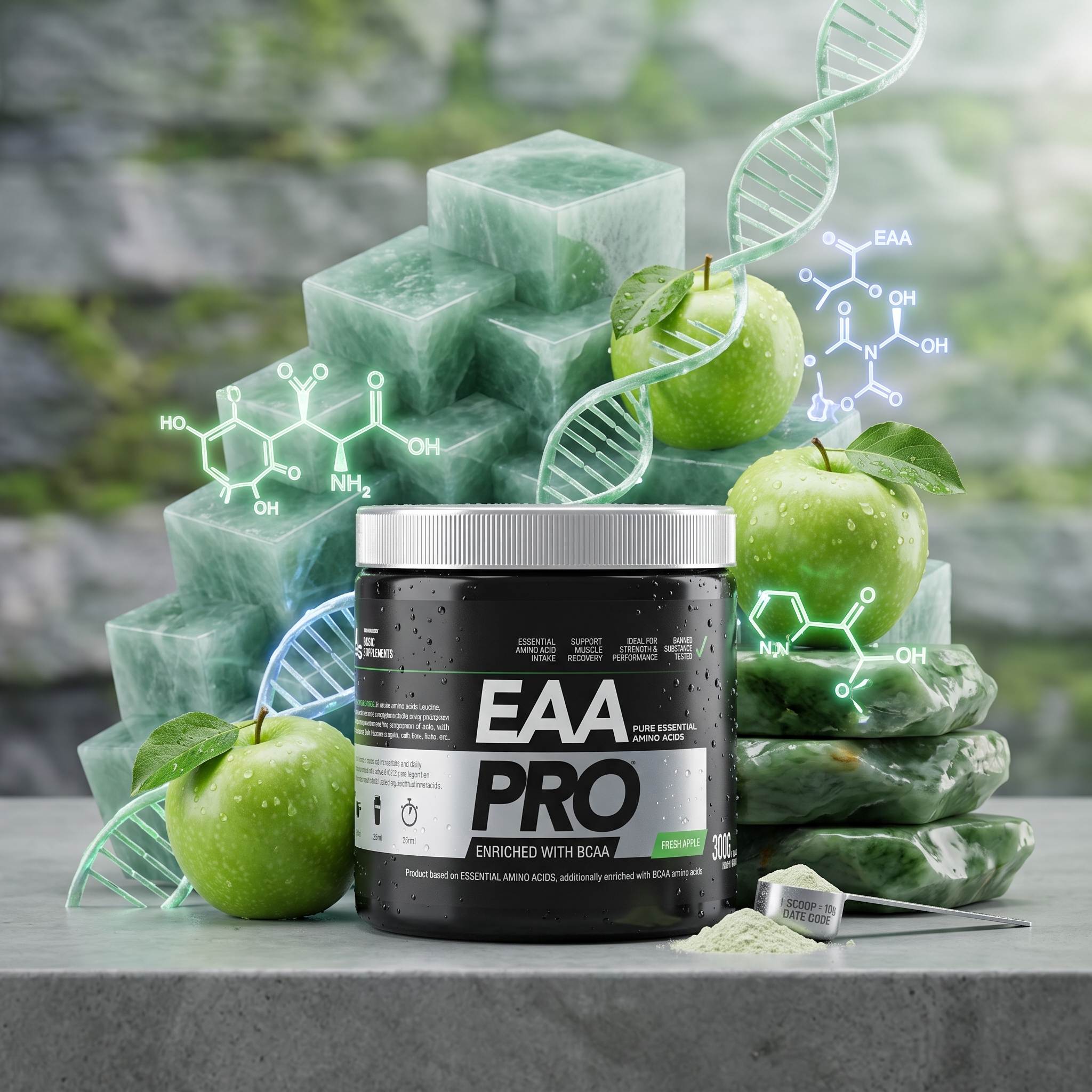 Basic Supplements EAA PRO (300g)Fresh Apple (Zelena jabuka)